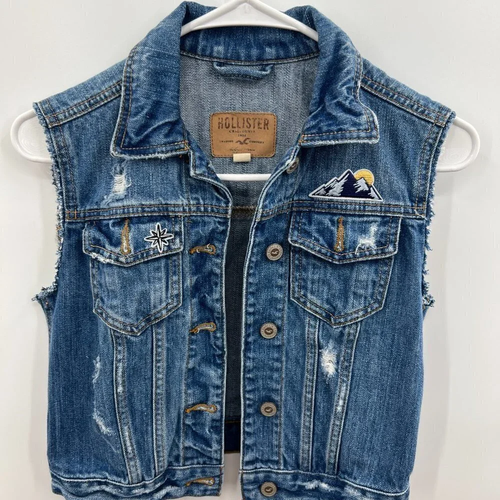 Girls Hollister Blue jean Vest size XS